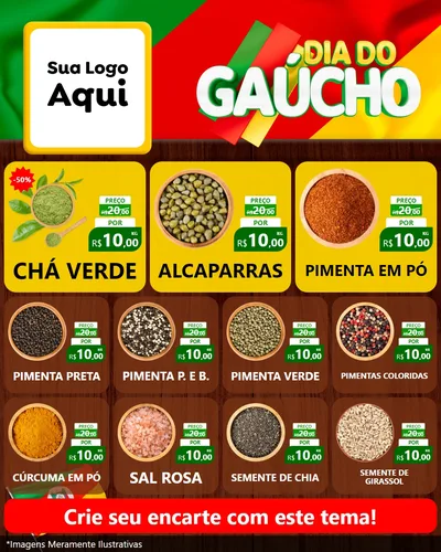 Modelo de Rede Social para Feed Instagram com o tema Dia do Gaúcho para Produtos Naturais
