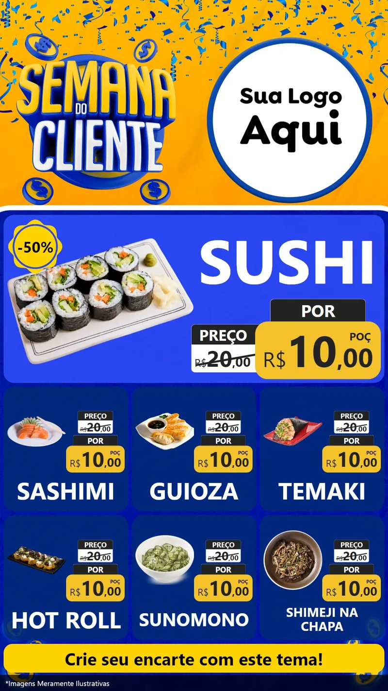 Modelo de Rede Social para Stories com o tema Semana do Cliente para Comida japonesa