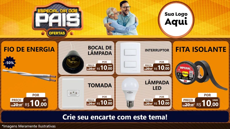 Modelo de TV para TV Horizontal com o tema Especial Dia dos Pais para Materiais Elétricos