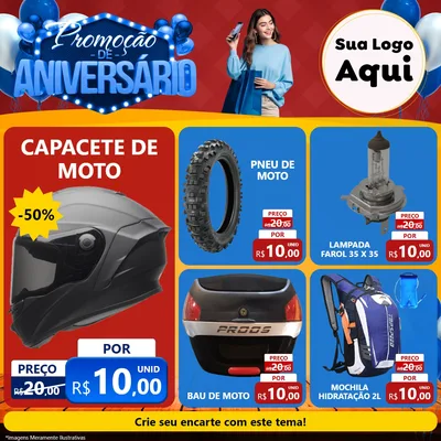 Modelo de Rede Social para Feed Facebook com o tema Promoção de Aniversário para Moto peças