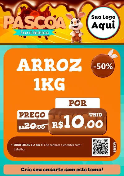 Modelo de Cartaz para Cartaz A4 Vertical com o tema Páscoa Fantástica para Supermercado