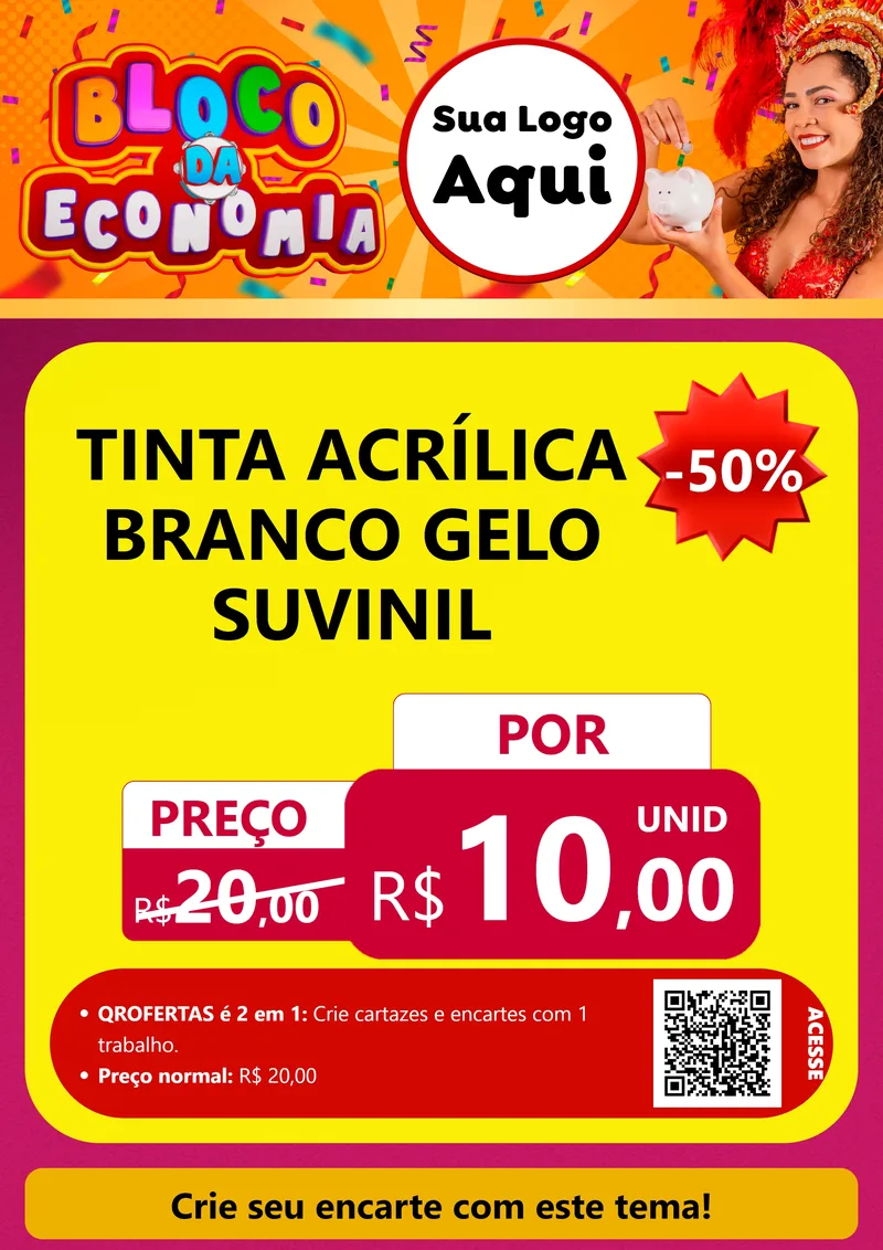 Modelo de Cartaz para Cartaz A4 Vertical com o tema Bloco da Economia para Tintas e Ferramentas