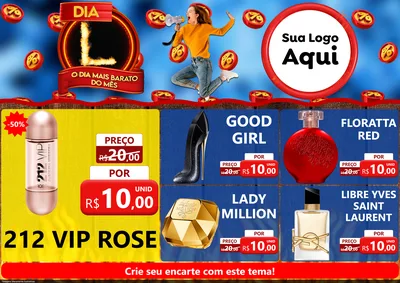 Modelo de Encarte para Encarte A4 Horizontal com o tema Dia L - O Dia Mais Barato Do Mês para Perfumes