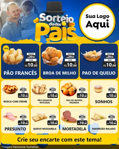 Modelo de Rede Social para Feed Instagram com o tema Sorteio Dia Dos Pais para Padaria
