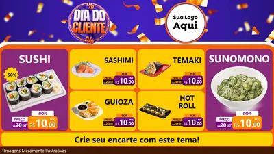 Modelo de TV para TV Horizontal com o tema Dia do Cliente para Comida japonesa