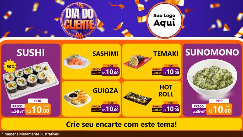 Modelo de TV para TV Horizontal com o tema Dia do Cliente para Comida japonesa