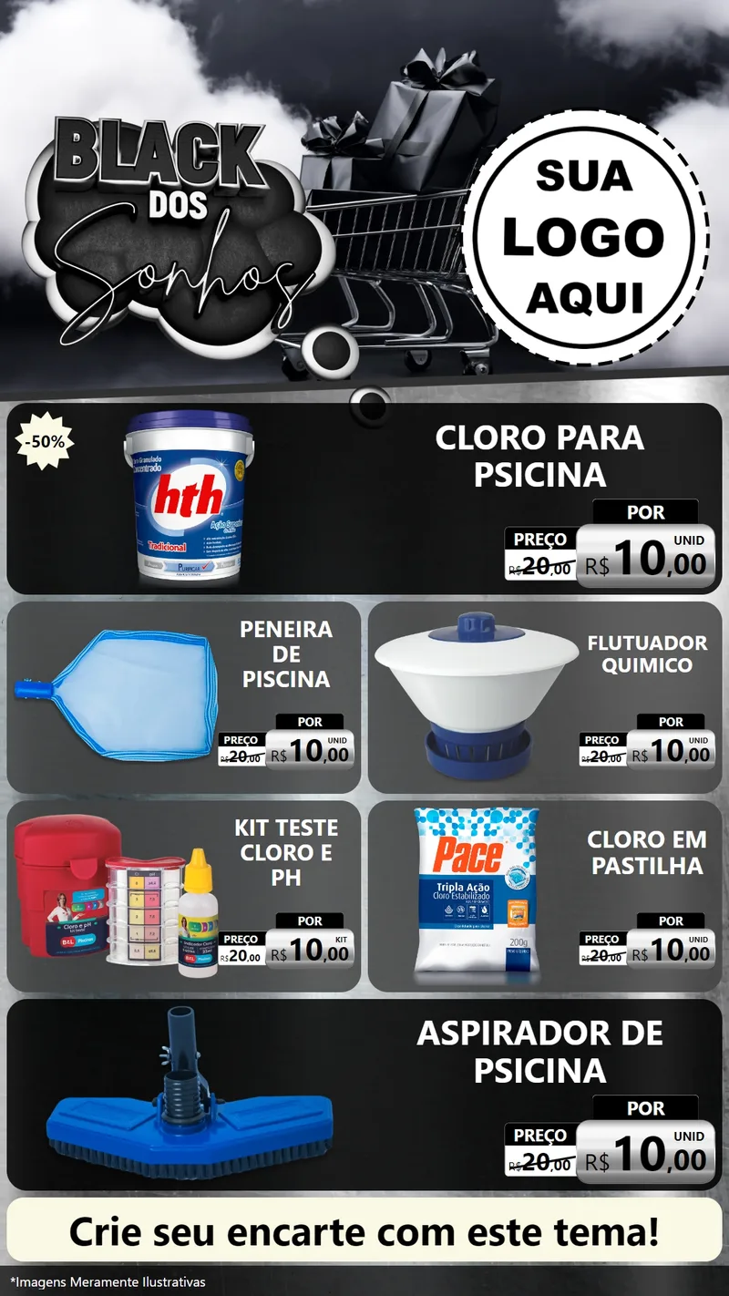 Modelo de TV para TV Vertical com o tema Black dos Sonhos para Produtos para Piscina