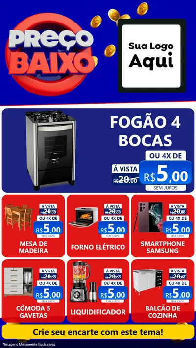 Modelo de Rede Social para Stories com o tema Preço Baixo para Móveis e Eletro