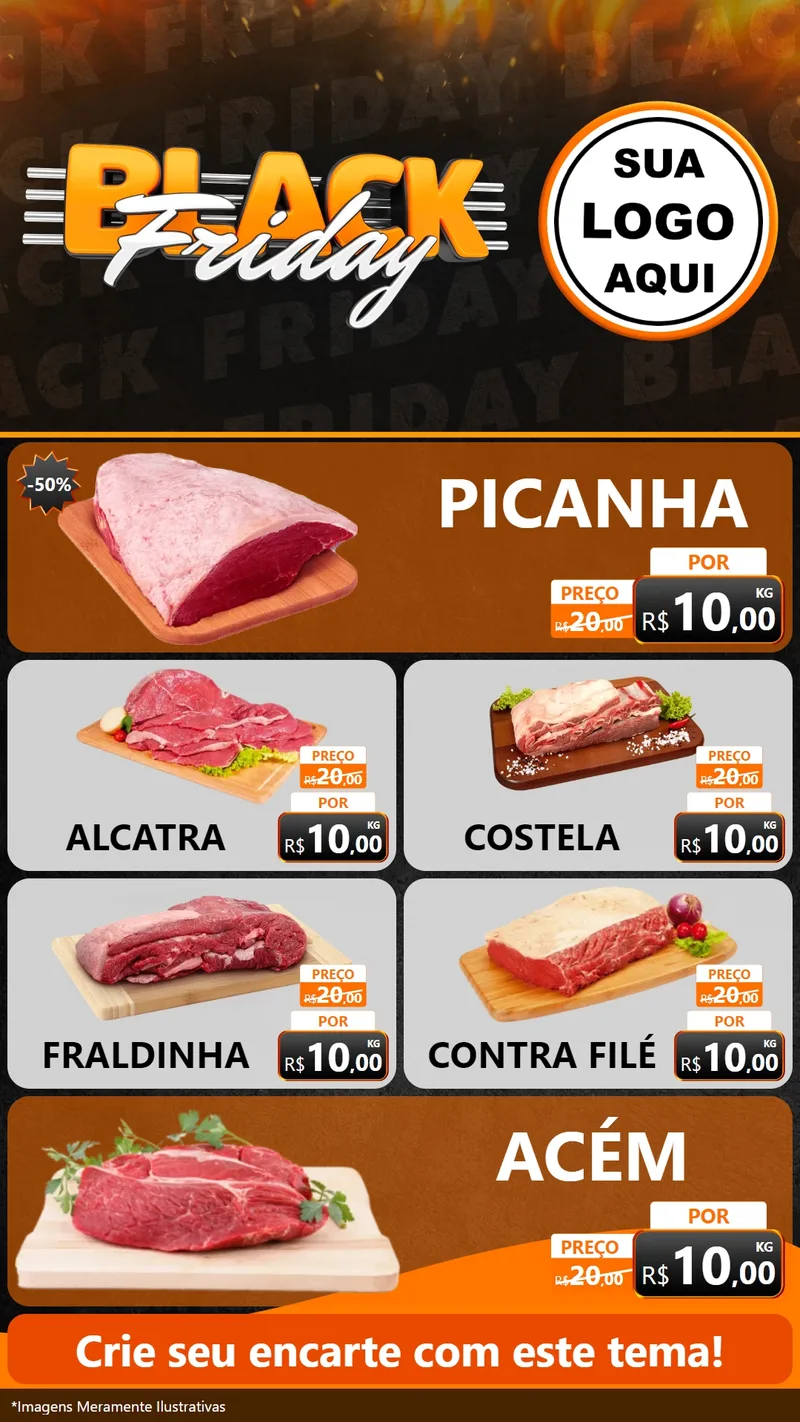 Modelo de TV para TV Vertical com o tema Black Friday para Açougue