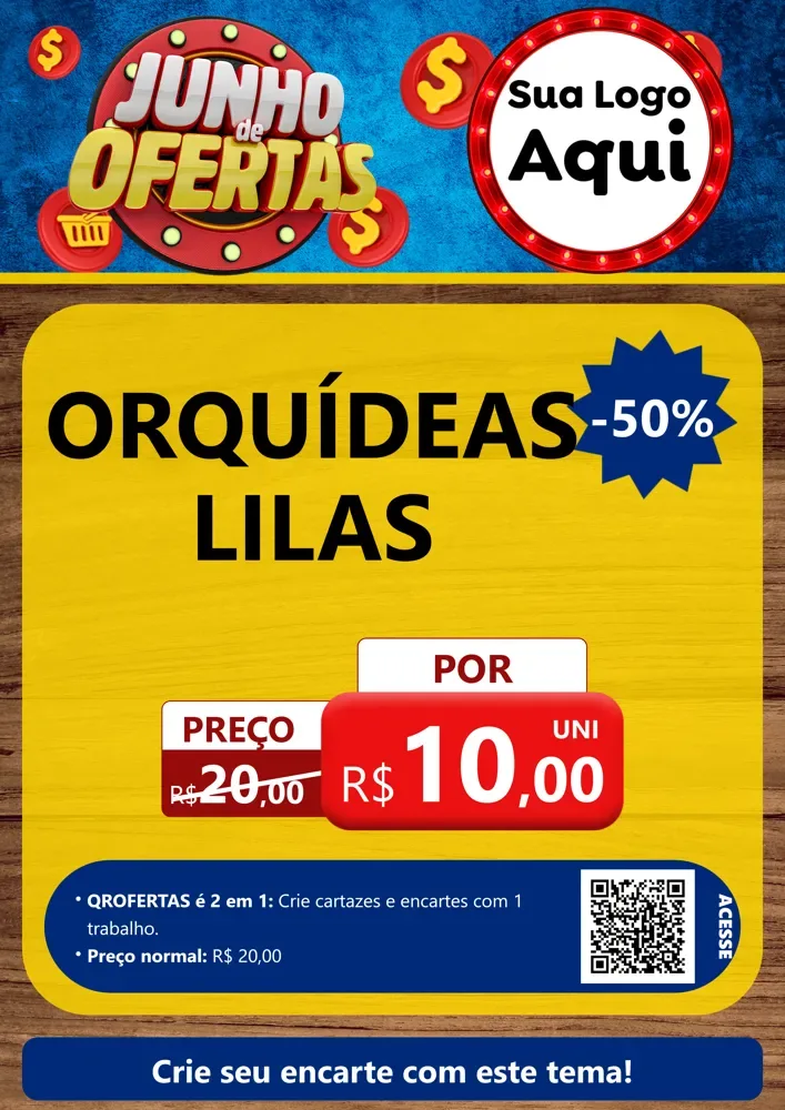 Modelo de Cartaz para Cartaz A4 Vertical com o tema Junho de Ofertas para Floricultura e jardim