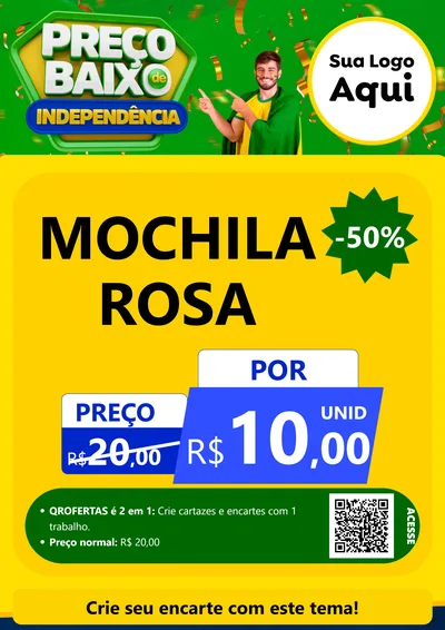 Modelo de Cartaz para Cartaz A4 Vertical com o tema Preço Baixo de Independência para Papelaria