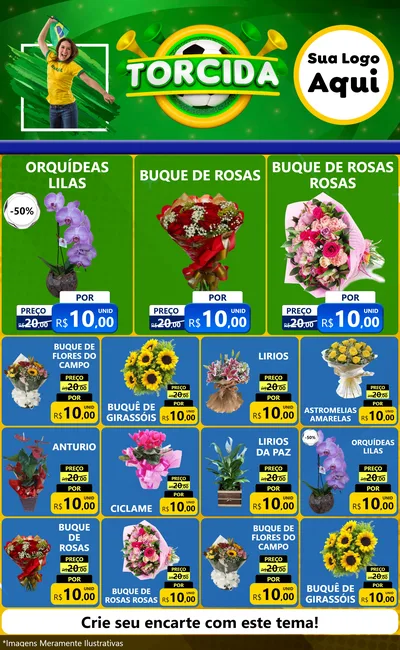 Modelo de Encarte para Encarte Grande com o tema Torcida para Floricultura e jardim