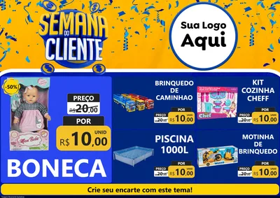 Modelo de Encarte para Encarte A4 Horizontal com o tema Semana do Cliente para Brinquedos