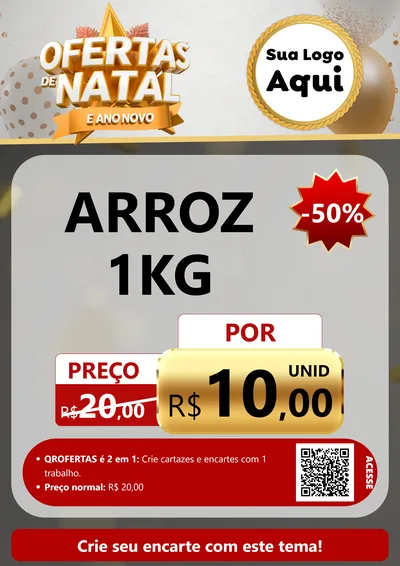 Modelo de Cartaz para Cartaz A4 Vertical com o tema Ofertas De Natal E Ano Novo para Supermercado