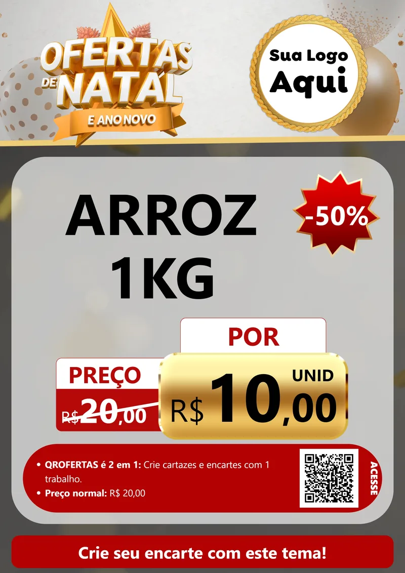 Modelo de Cartaz para Cartaz A4 Vertical com o tema Ofertas De Natal E Ano Novo para Supermercado