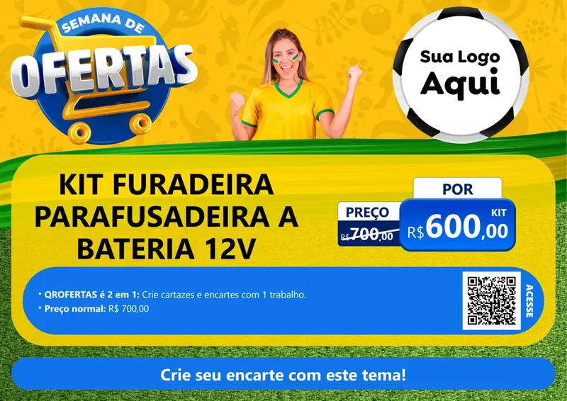 Modelo de Cartaz para Cartaz A4 Horizontal com o tema Semana de Ofertas - Copa para Maquinas e Ferramentas