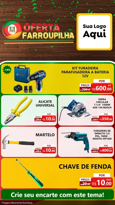 Modelo de TV para TV Vertical com o tema Oferta Farroupilha para Maquinas e Ferramentas
