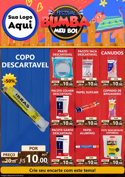 Modelo de Encarte para Encarte A4 Vertical com o tema Festival Bumba Meu Boi para Embalagens