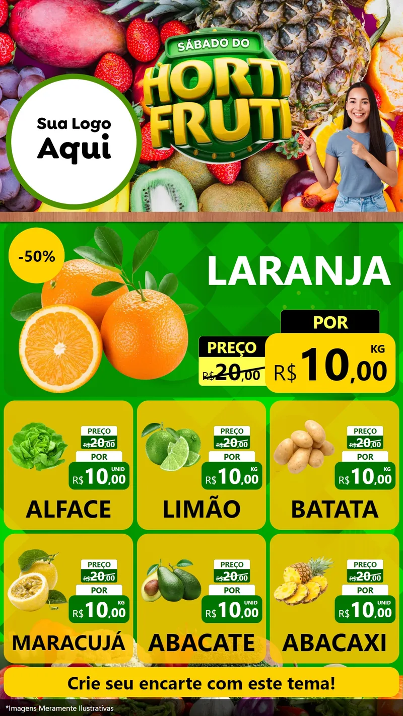 Modelo de Rede Social para Stories com o tema Sábado do Hortifrúti para Hortifrúti