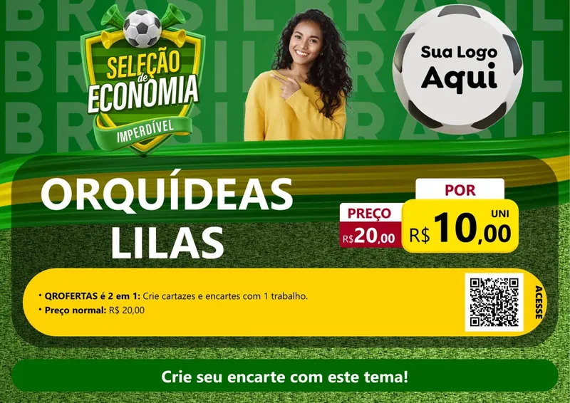 Modelo de Cartaz para Cartaz A4 Horizontal com o tema Seleção de Economia - Copa para Floricultura e jardim