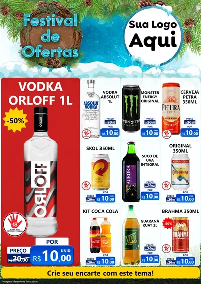 Modelo de Encarte para Encarte A4 Vertical com o tema Festival de Ofertas - Inverno para Distribuidora de bebidas