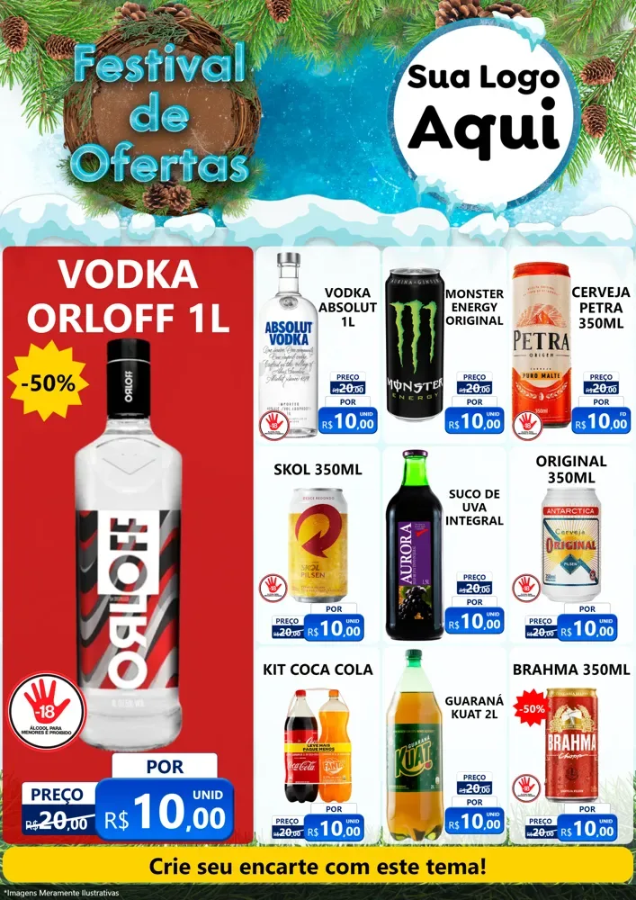 Modelo de Encarte para Encarte A4 Vertical com o tema Festival de Ofertas - Inverno para Distribuidora de bebidas