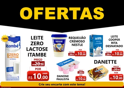 Modelo de Encarte para Encarte A4 Horizontal com o tema Ofertas Preto e Vermelho Cartaz para Frios e Laticínios