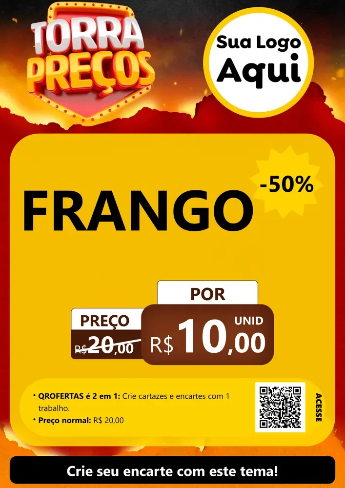 Modelo de Cartaz para Cartaz A4 Vertical com o tema Torra Preços para Assados