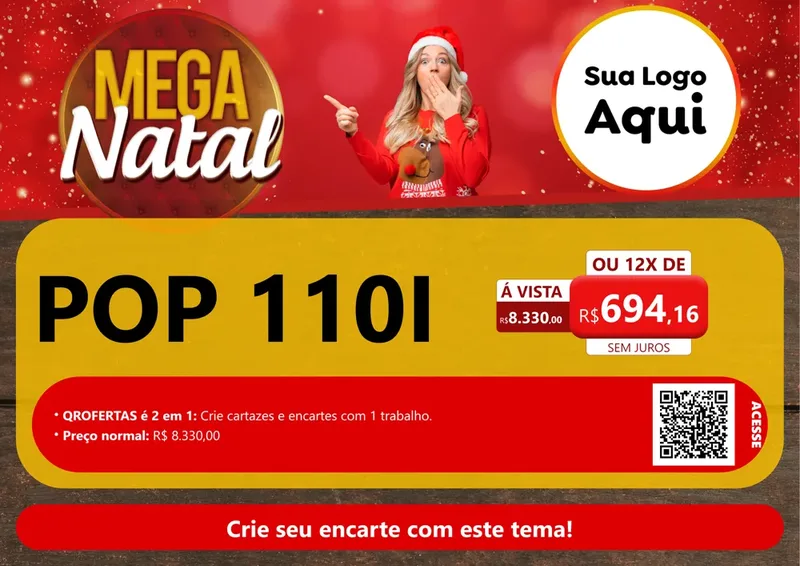Modelo de Cartaz para Cartaz A4 Horizontal com o tema Mega Natal para Concessionaria de Motos