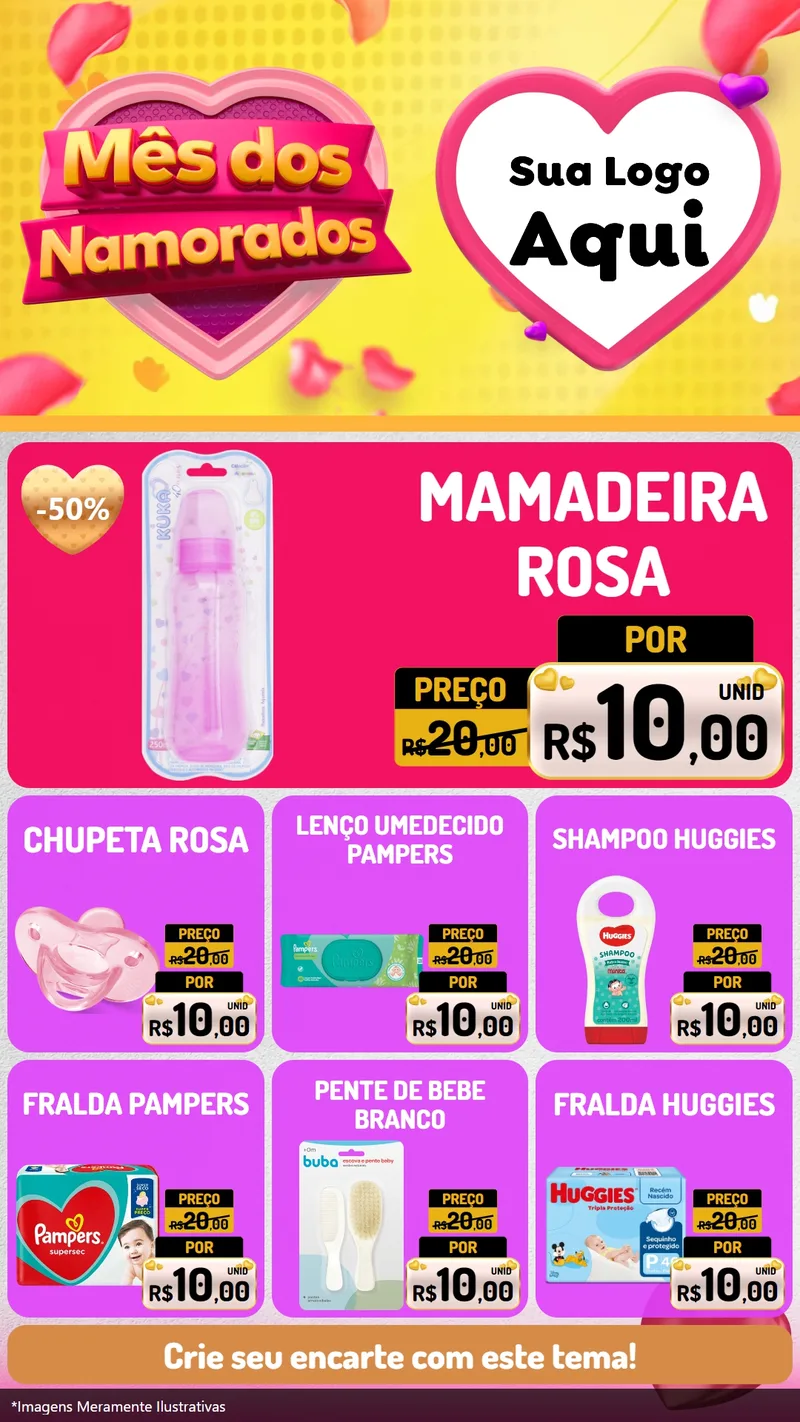 Modelo de Rede Social para Stories com o tema Mês dos Namorados para Bebês
