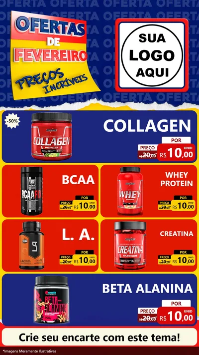 Modelo de TV para TV Vertical com o tema Ofertas de Fevereiro - Preços Incríveis para Suplementos alimentares
