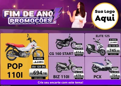 Modelo de Encarte para Encarte A4 Horizontal com o tema Fim de Ano Promoções para Concessionaria de Motos
