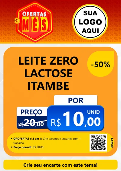 Modelo de Cartaz para Cartaz A4 Vertical com o tema Ofertas do Mês para Frios e Laticínios