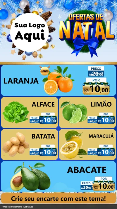Modelo de TV para TV Vertical com o tema Ofertas de Natal para Hortifrúti