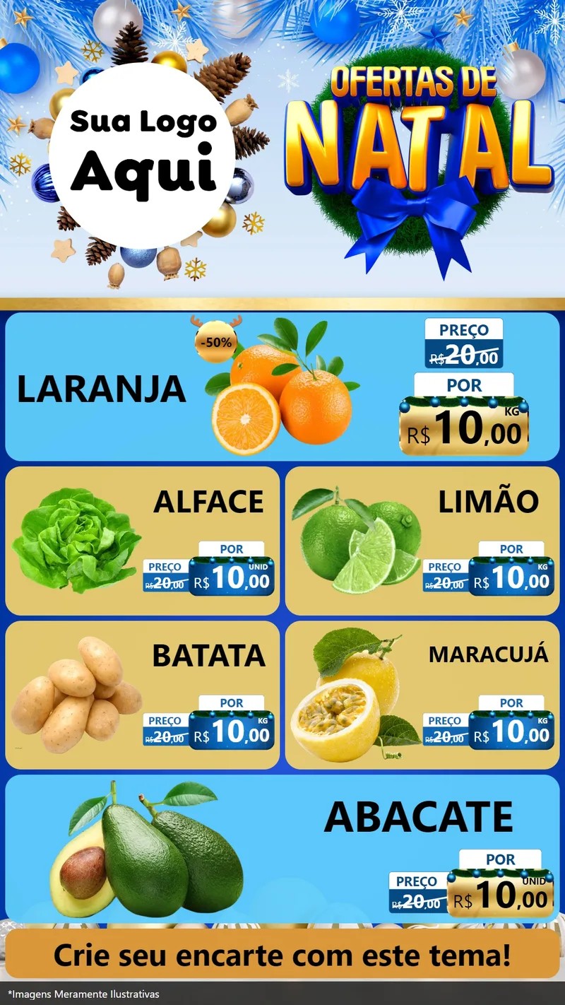 Modelo de TV para TV Vertical com o tema Ofertas de Natal para Hortifrúti