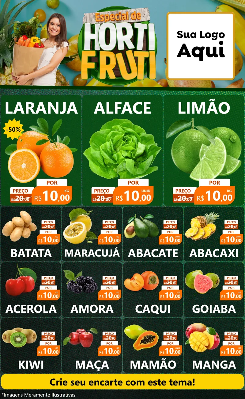 Modelo de Encarte para Encarte Grande com o tema Especial de Hortifrúti para Hortifrúti