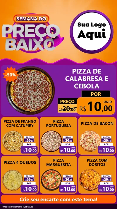 Modelo de Rede Social para Stories com o tema Semana do Preço Baixo para Pizzaria