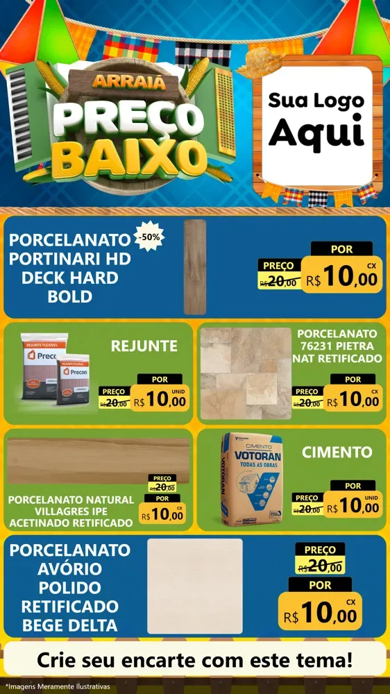 Modelo de TV para TV Vertical com o tema Arraiá de Preço Baixo - Junina para Pisos e revestimentos