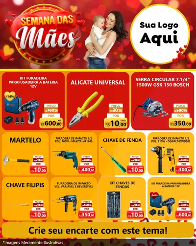 Modelo de Rede Social para Feed Instagram com o tema Semana das Mães para Maquinas e Ferramentas