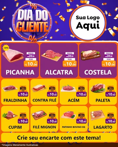 Modelo de Rede Social para Feed Instagram com o tema Dia do Cliente para Açougue