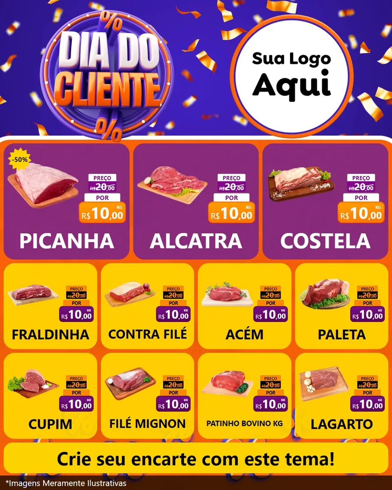 Modelo de Rede Social para Feed Instagram com o tema Dia do Cliente para Açougue