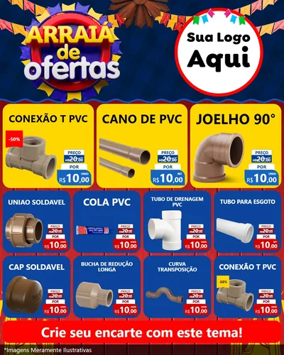 Modelo de Rede Social para Feed Instagram com o tema Arraiá de Ofertas para Tubos e conexões