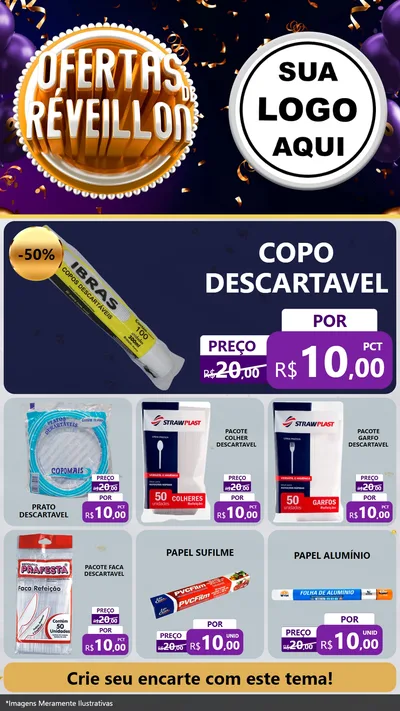 Modelo de Rede Social para Stories com o tema Ofertas de Réveillon para Embalagens