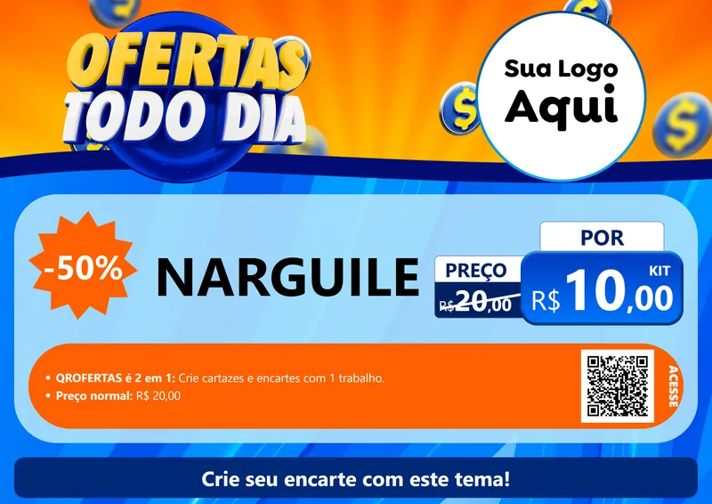 Modelo de Cartaz para Cartaz A4 Horizontal com o tema Ofertas Todo Dia para Tabacaria