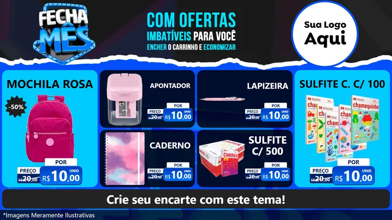 Modelo de TV para TV Horizontal com o tema Fecha Mês para Papelaria