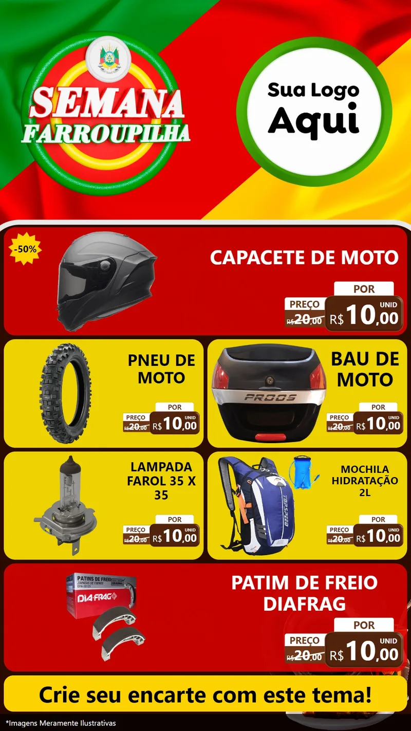 Modelo de TV para TV Vertical com o tema Semana Farroupilha para Moto peças