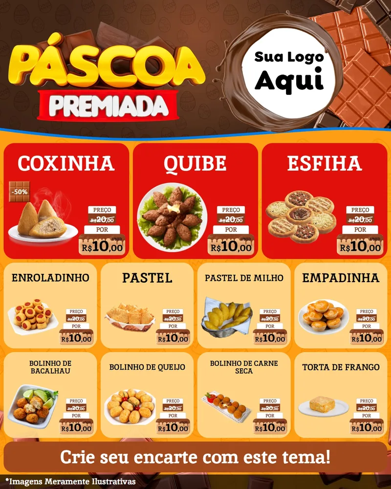 Modelo de Rede Social para Feed Instagram com o tema Páscoa Premiada para Salgadaria