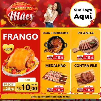 Modelo de Rede Social para Feed Facebook com o tema Semana das Mães para Assados