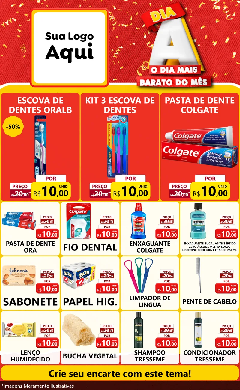 Modelo de Encarte para Encarte Grande com o tema Dia A o Dia Mais Barato do Mês para Higiene Pessoal