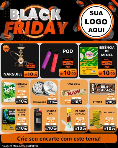 Modelo de Rede Social para Feed Instagram com o tema Black Friday para Tabacaria